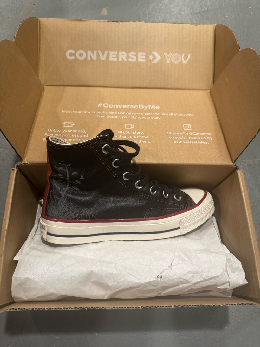 Converse Chuck 70 Leather High Top Custom Sneakers - Black Womens Sz 6 / Men's 4